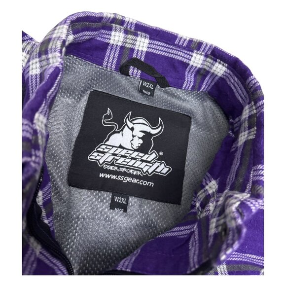 SPEED & STRENGTH Smokin Aces Purple Plaid Flannel Motorcycle Jacket Womens 2XL - Picture 5 of 7